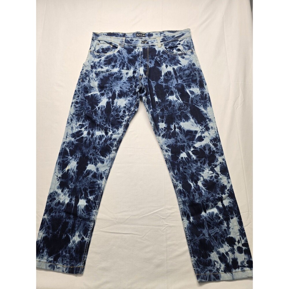 Makobi Mens Blue Tie Dye Jeans 44×34 #96281 - Very Nice!! - Dark Blue - Stretch